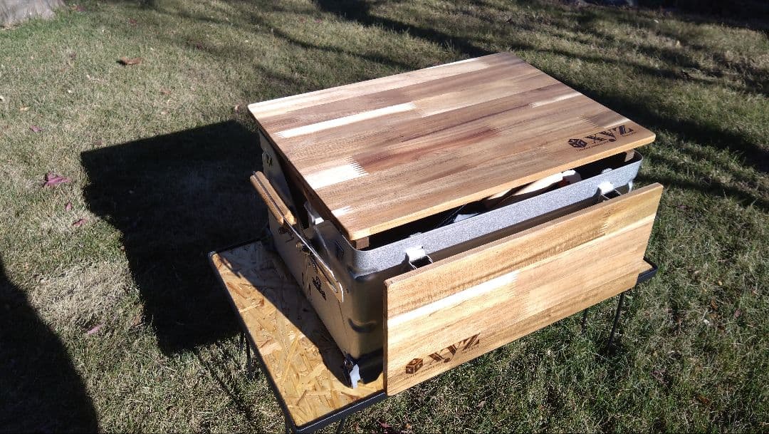 スノーピーク　シェルフコンテナ25用　スライド天板＆サイドテーブル＆サイドバー②