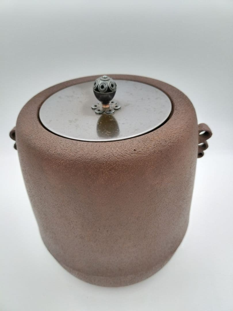 b577 風炉釜 姥口　筒　山水紋 横倉嘉山 木箱 茶道具 古物