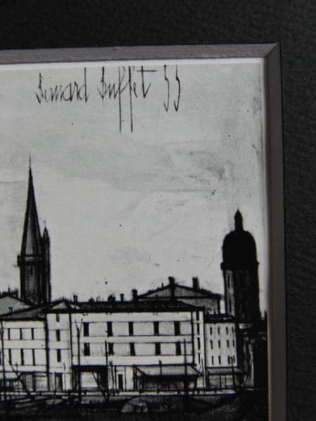 ベルナール・ビュッフェ 、「 ラ・ロッシェルの港」、画集画、額付