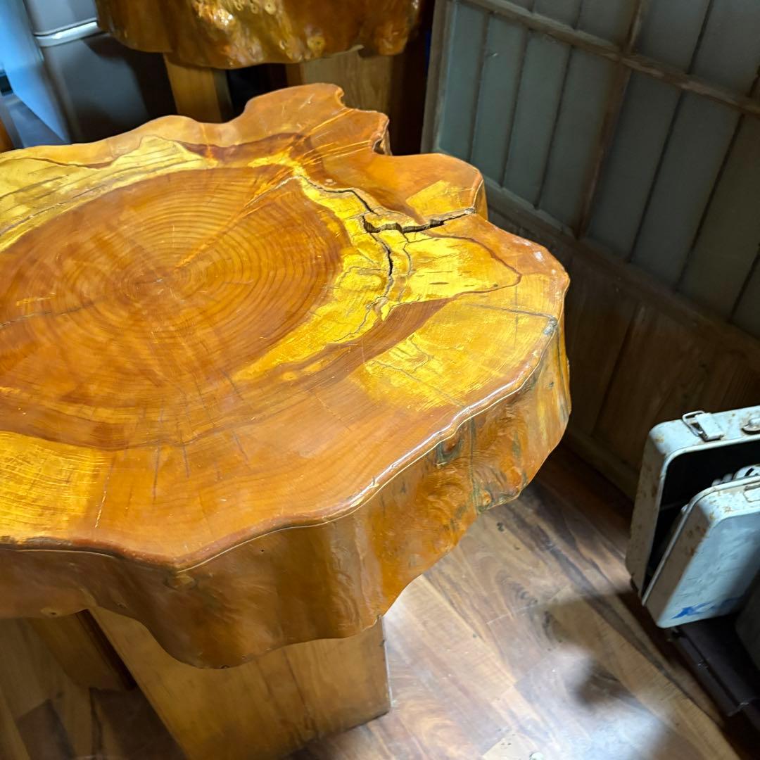 ①送料設置込み　丸太　切り株　ダイニングテーブル　　おそらく欅