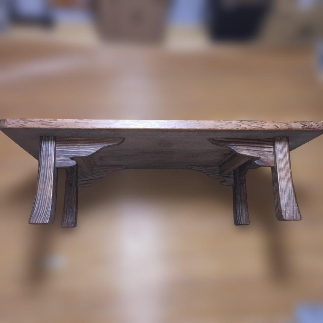 アンティーク木製座卓テーブル 約106×72.5×32 厚み3.3　引取値引可
