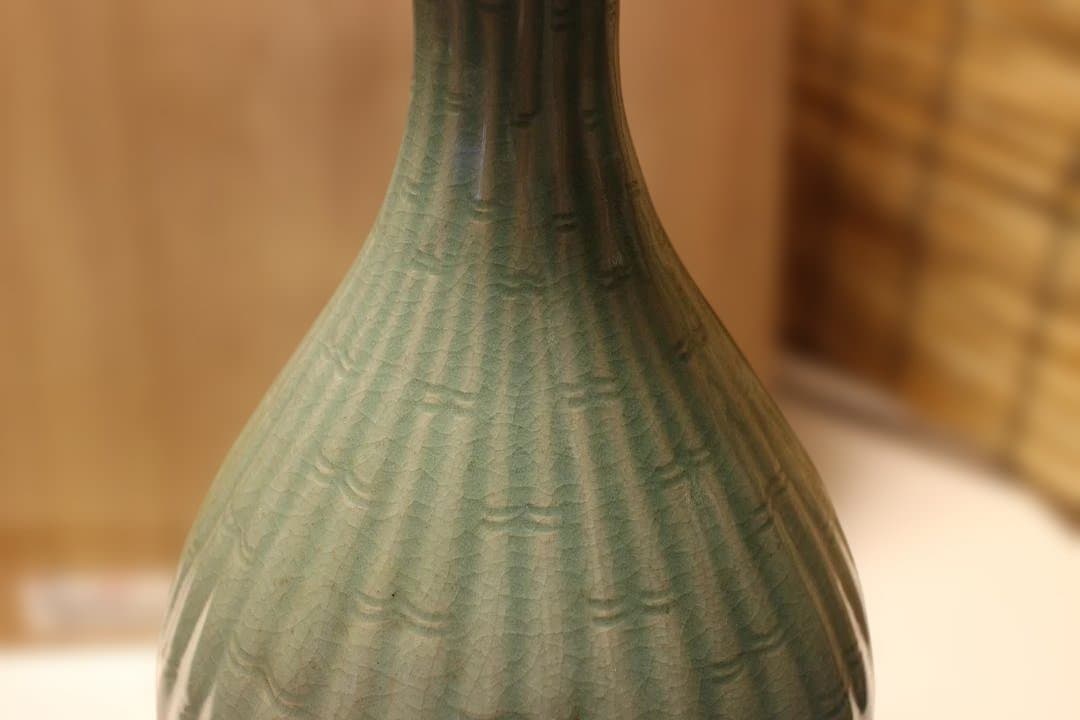 艶雅 高麗青磁竹節文特 大花瓶　徳利 龍泉窯 仏教美術 骨董 茶道具 茶