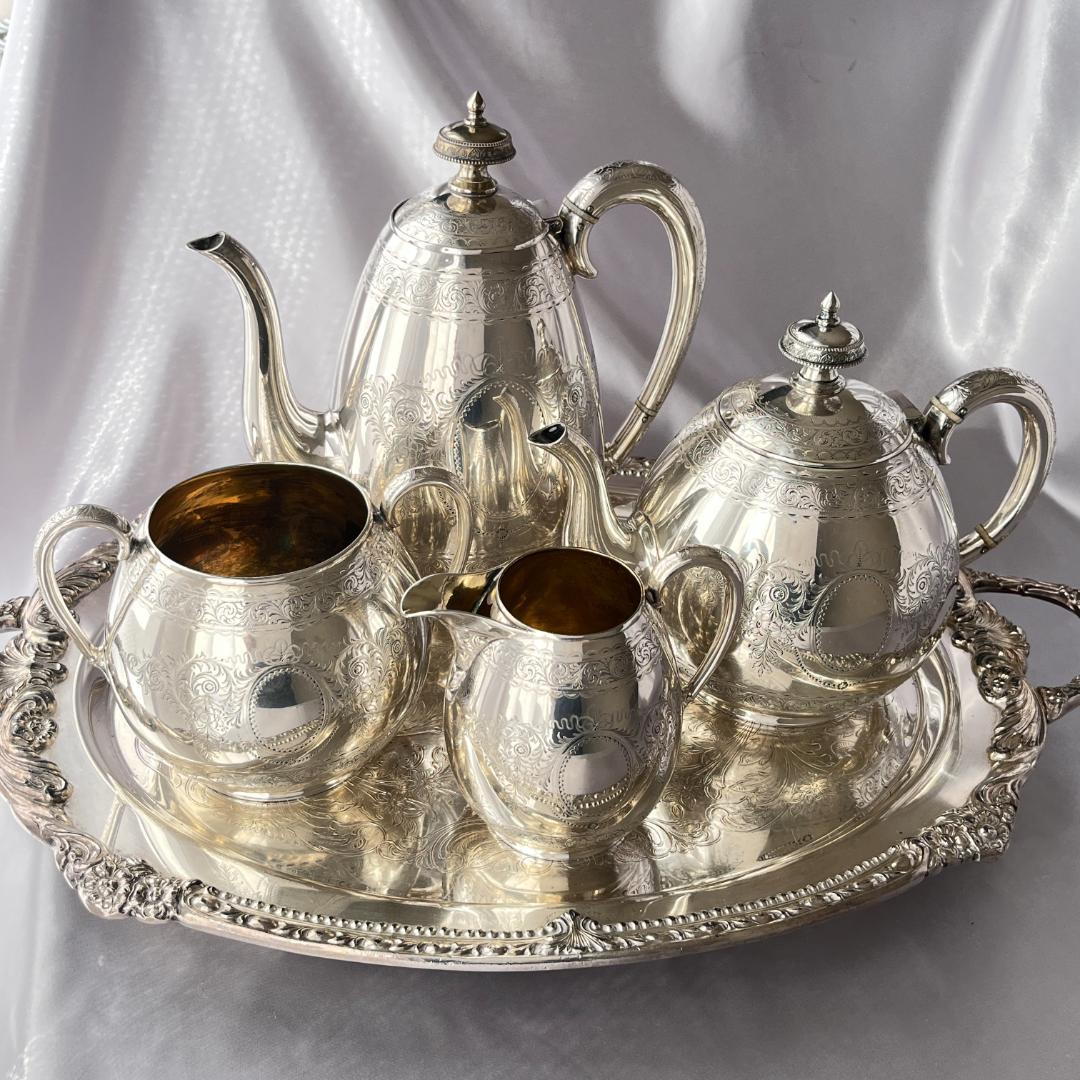 【Elkington】 ビクトリアンのティーサービス 4点 ティーポット