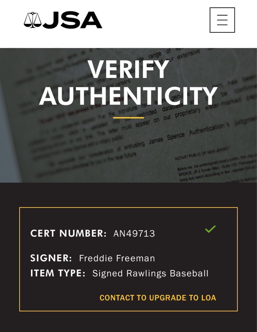 【超希少】 フリーマン直筆 2024WS MVP球 JSA認証 ドジャース