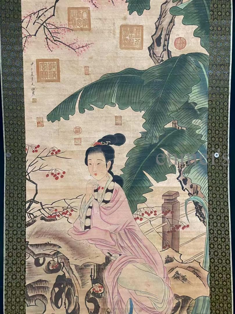 中国古美術 近代 張大千款 水珮風裳画 水墨画 掛軸 宣紙 唐物 書画 名家作