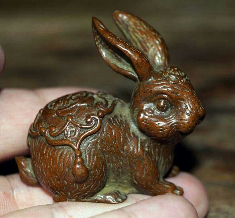 手作りする  純銅  中実  うさぎ  工芸品  置物96