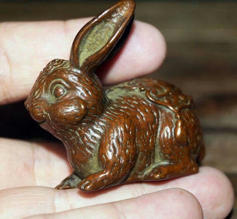 手作りする  純銅  中実  うさぎ  工芸品  置物96