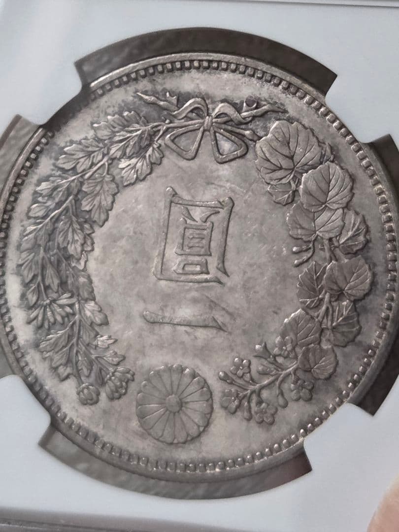 (稀少な状態 NGC MS63)新1圓銀貨(大型)　明治18年(1882)