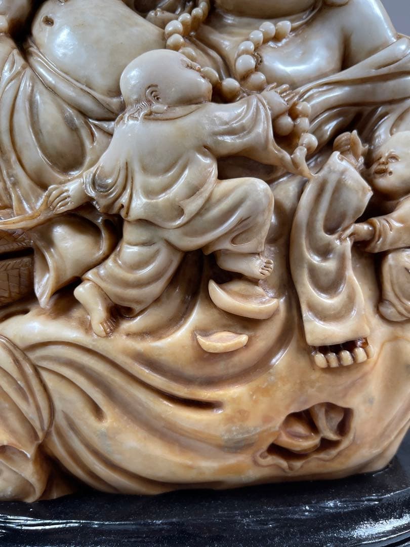超大寿山石彫 仏教七福神13:6kg 極細工 細密彫刻骨董品天然古玩 仏教美術品