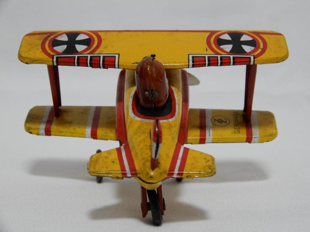 50'sヴィンテージ　ドイツ空軍　ブリキ製複葉機　ドイツ製