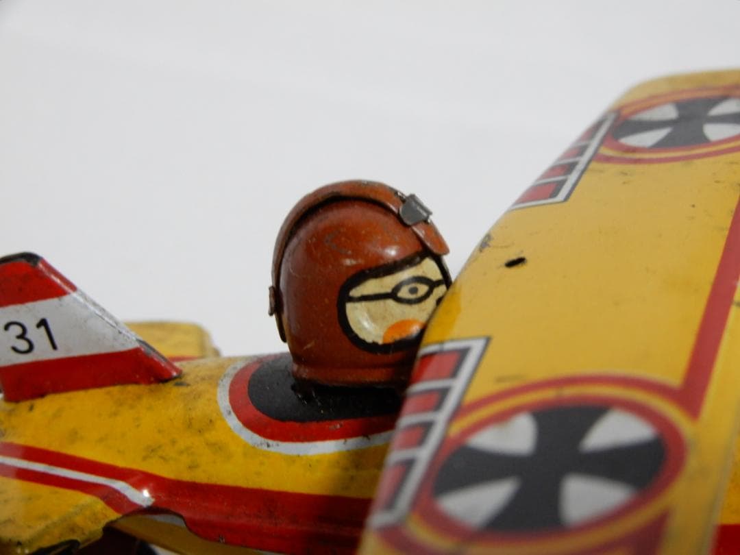 50'sヴィンテージ　ドイツ空軍　ブリキ製複葉機　ドイツ製