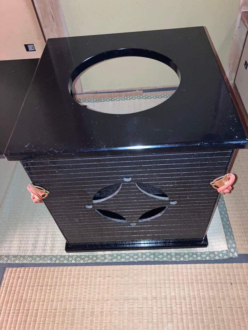 黒色木製茶道具テーブル　組立式　立礼棚