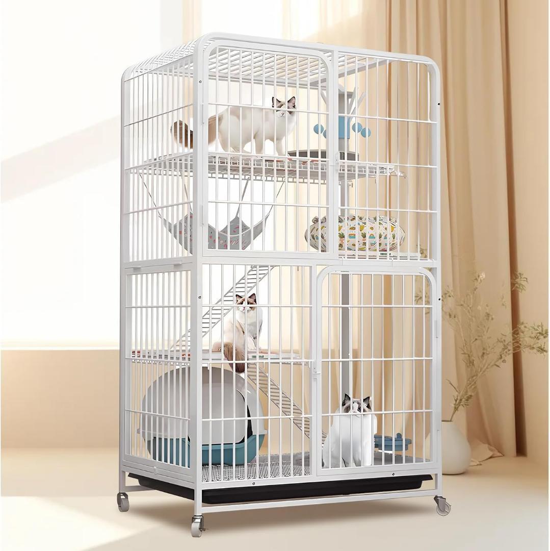 猫ケージ 猫用ケージ 猫ハウス 85x60x175cm、ホワイト