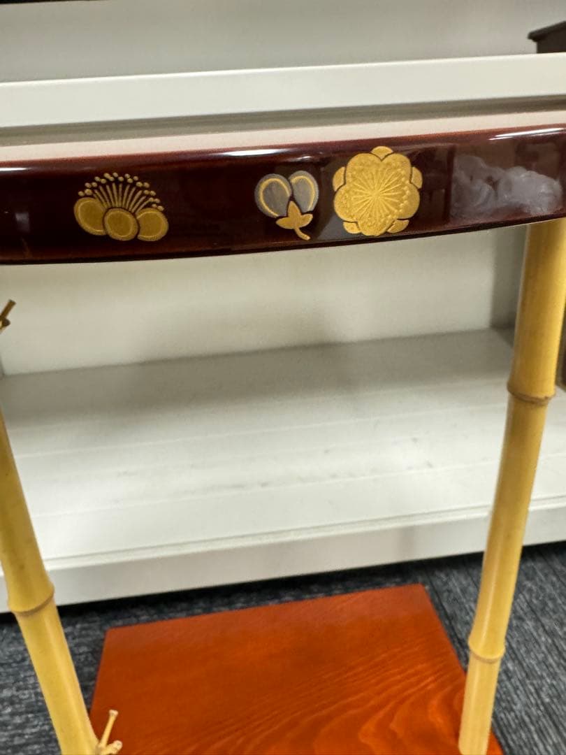 平安満樹　松摺漆 三友棚 赤色