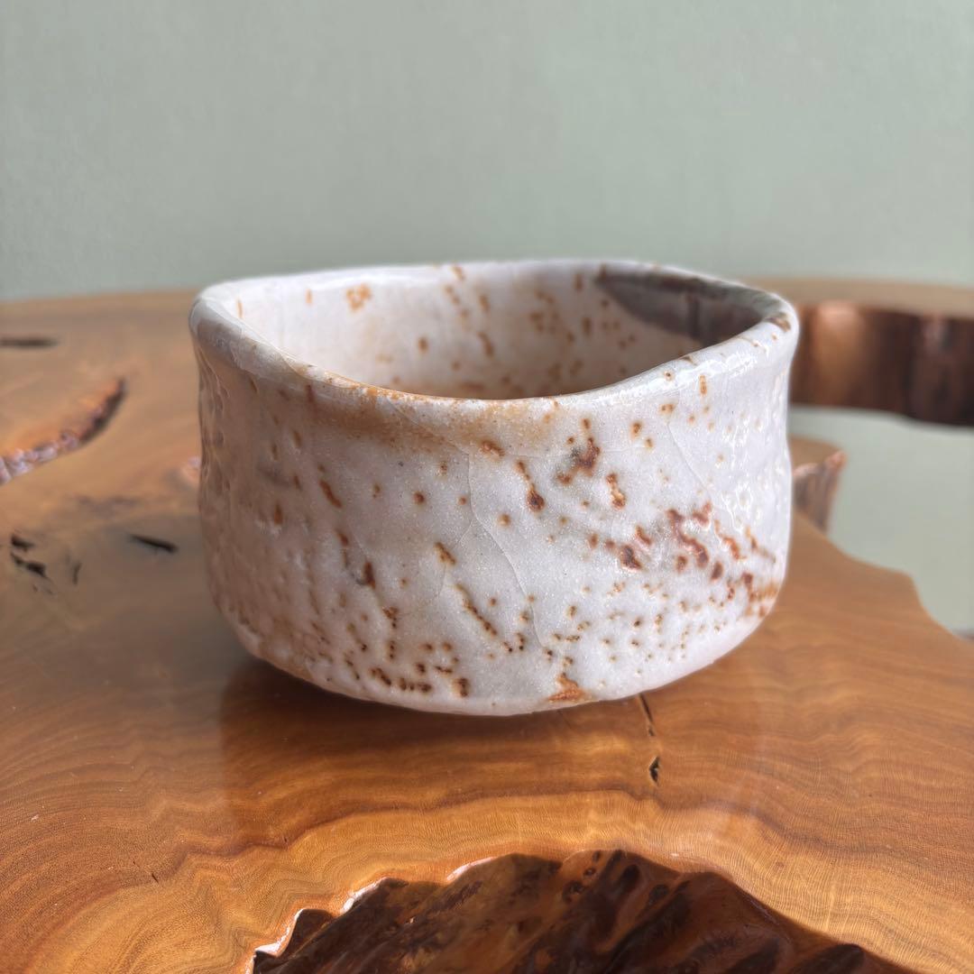 志野焼 服部壽彦 抹茶碗 茶道具 共箱（405m）