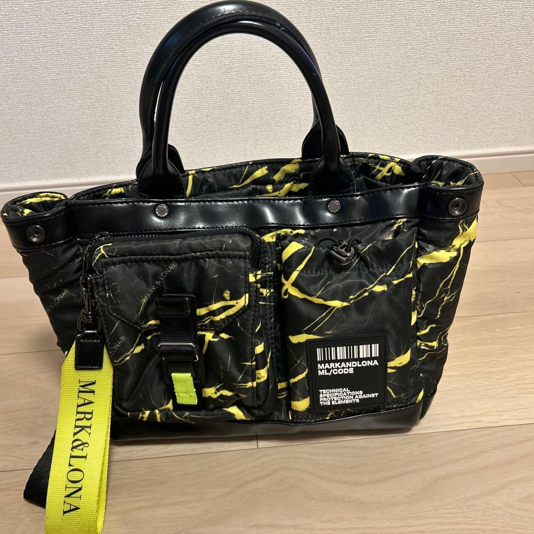 MARK&LONA カートバック　マーブルトートバッグ 黒/黄