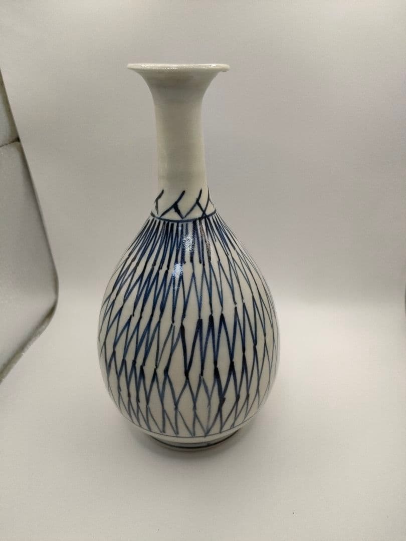 骨董　伊万里　染付　網文　徳利　一輪挿し