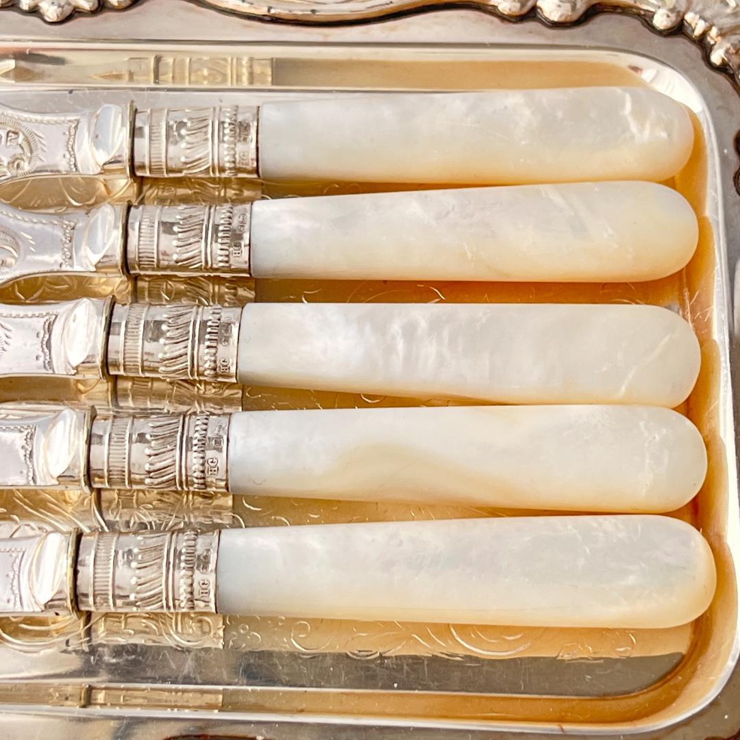 【Henry Greaves】【白蝶貝/純銀継手】カトラリーセット 1901年