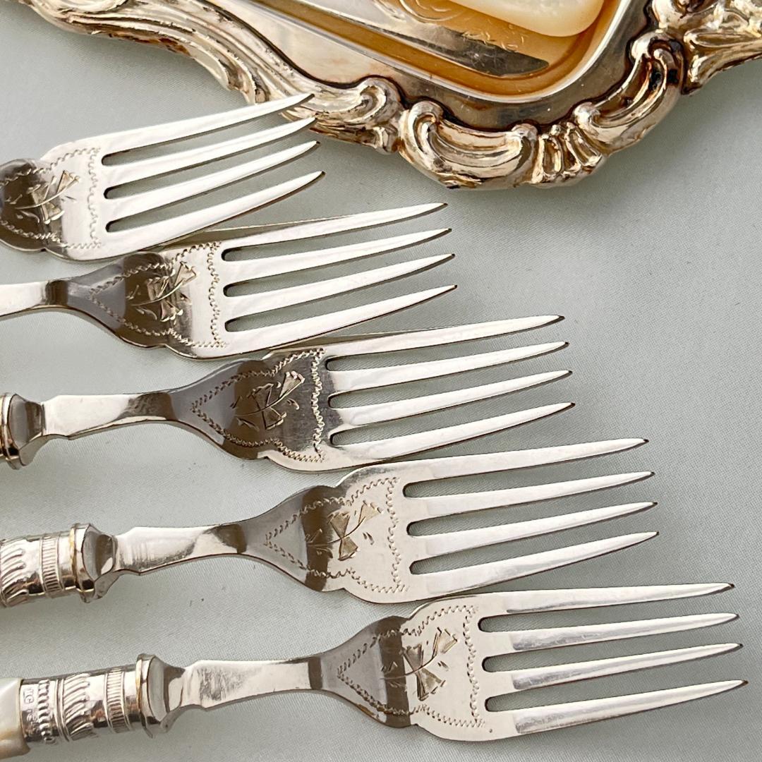 【Henry Greaves】【白蝶貝/純銀継手】カトラリーセット 1901年