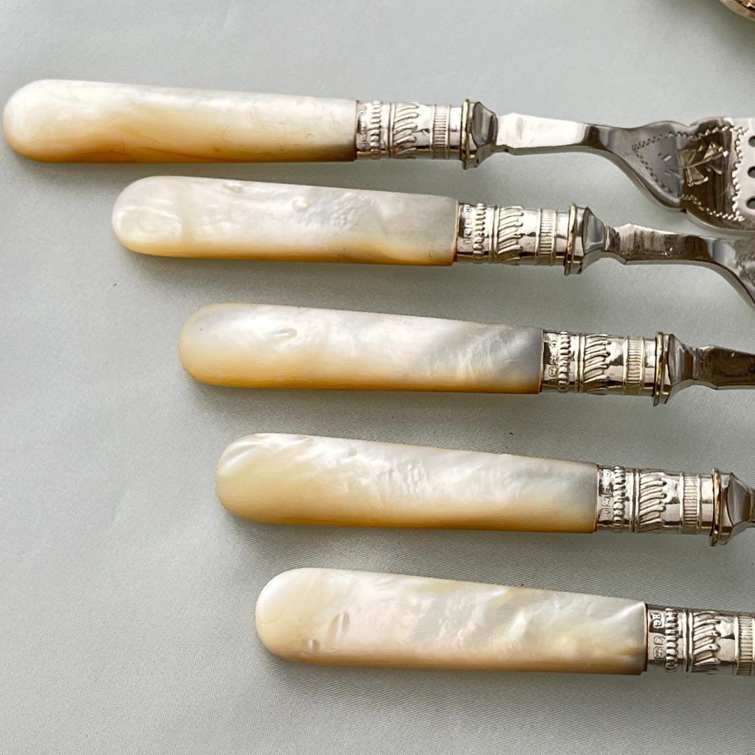 【Henry Greaves】【白蝶貝/純銀継手】カトラリーセット 1901年