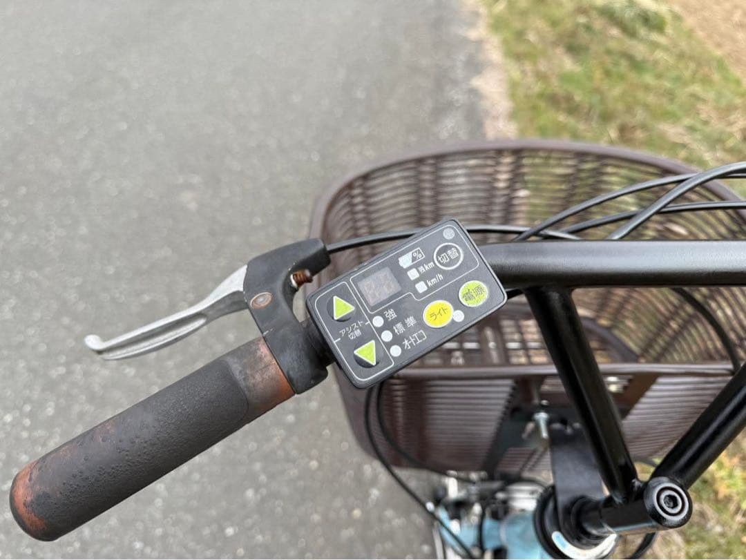 水色 電動アシスト自転車 低床タイプ バスケット付き