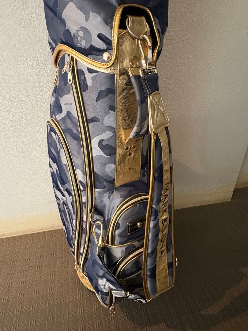 MARK&LONA キャディバッグ カート ネイビーカモ×ゴールド 中古