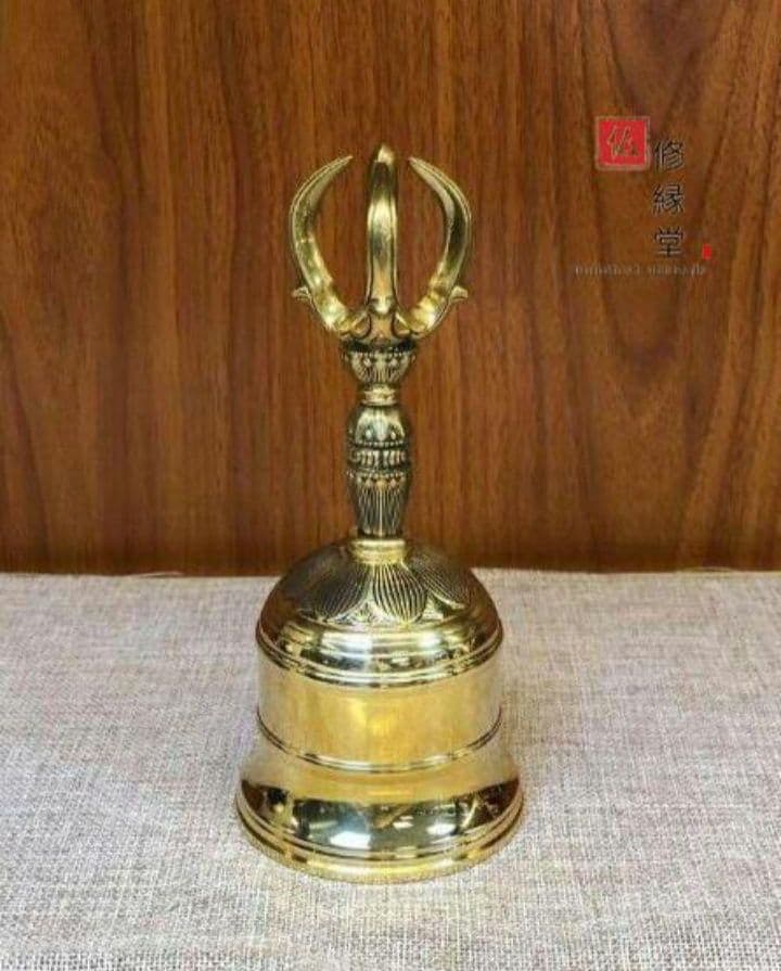 【修縁堂】密教法具 真言宗 （小）金剛鈴 法器 真鍮製 10.6cm