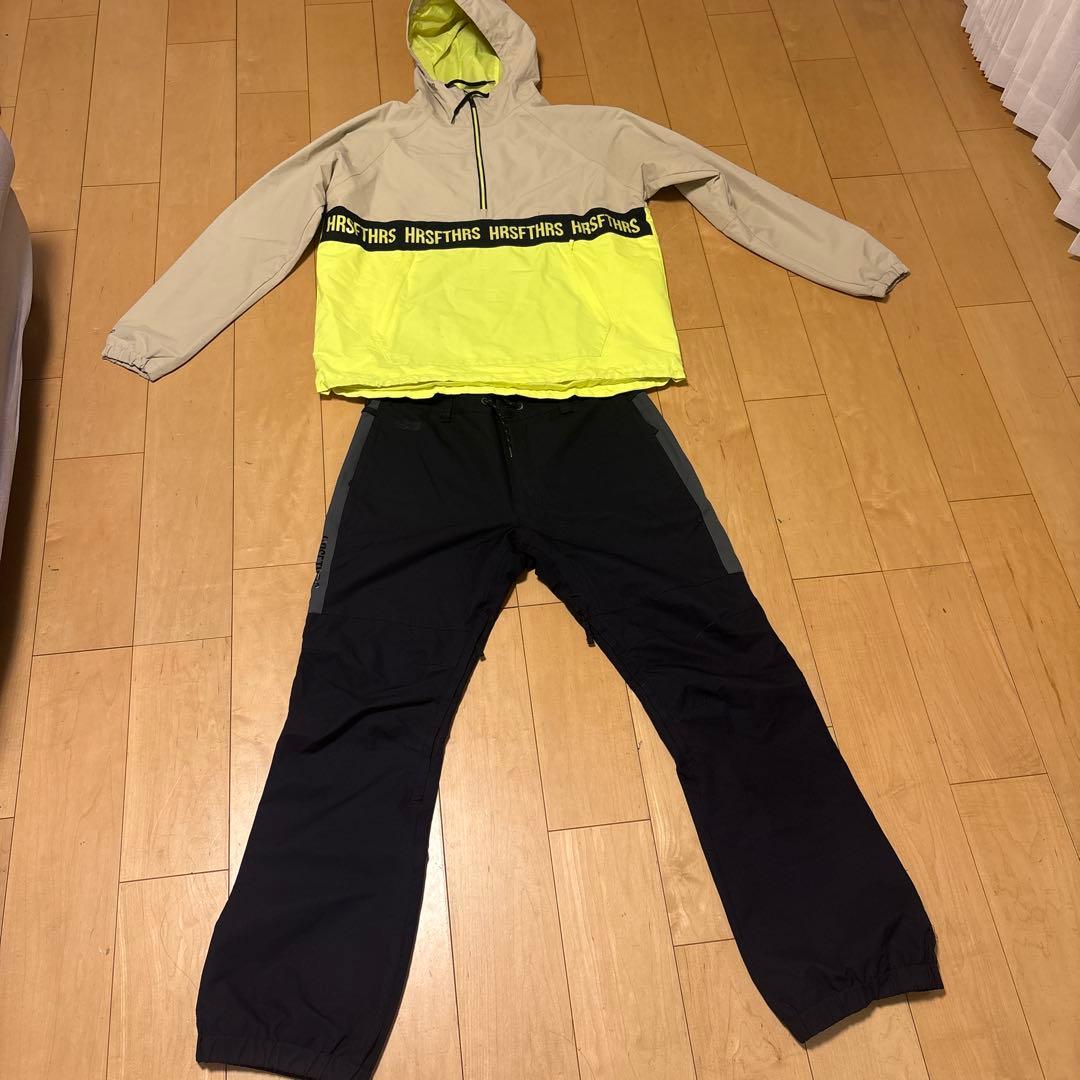 HRSFTHRS スノーボードウェア XL ベージュ/イエロ- 上下セット