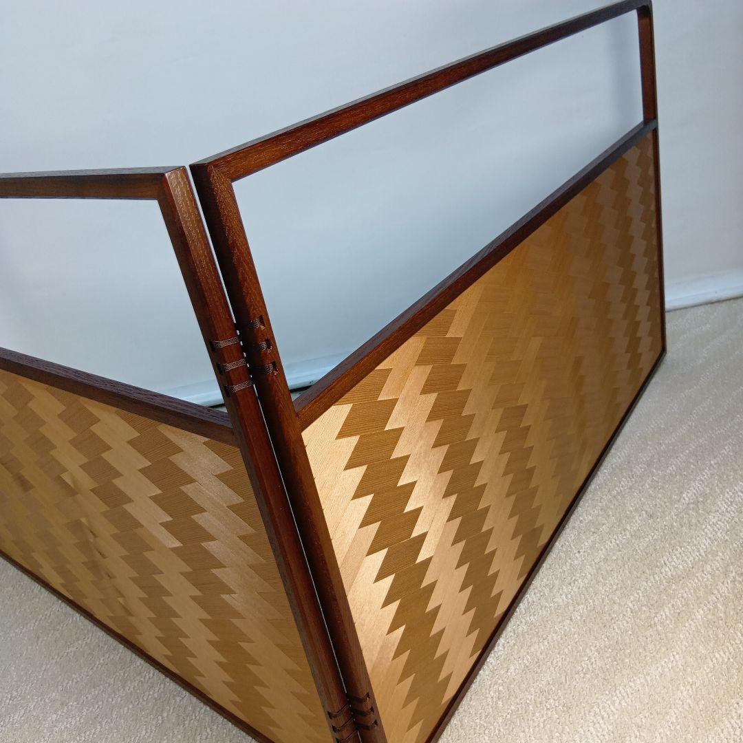 【美品】風炉先屏風　網代貼　両面　桑材　風炉　屏風