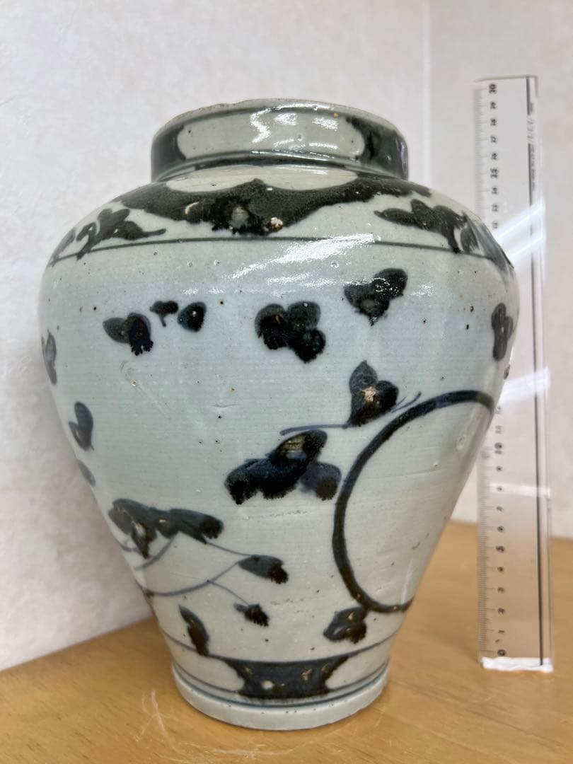 朝鮮李朝高麗青花りんご紋壷　古美術　唐物コレクション韓国骨董アンティーク江戸青磁