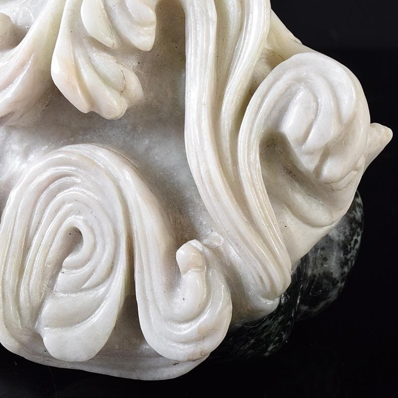 中国　玉石翡翠彫刻　福禄寿像　置物　約1307g　M　R8291
