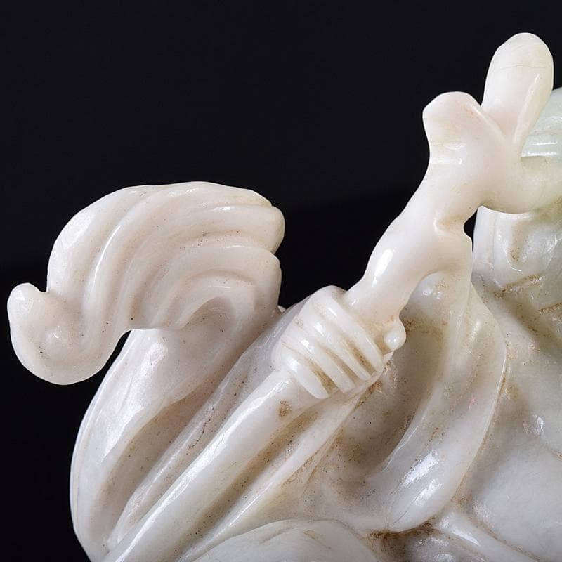 中国　玉石翡翠彫刻　福禄寿像　置物　約1307g　M　R8291