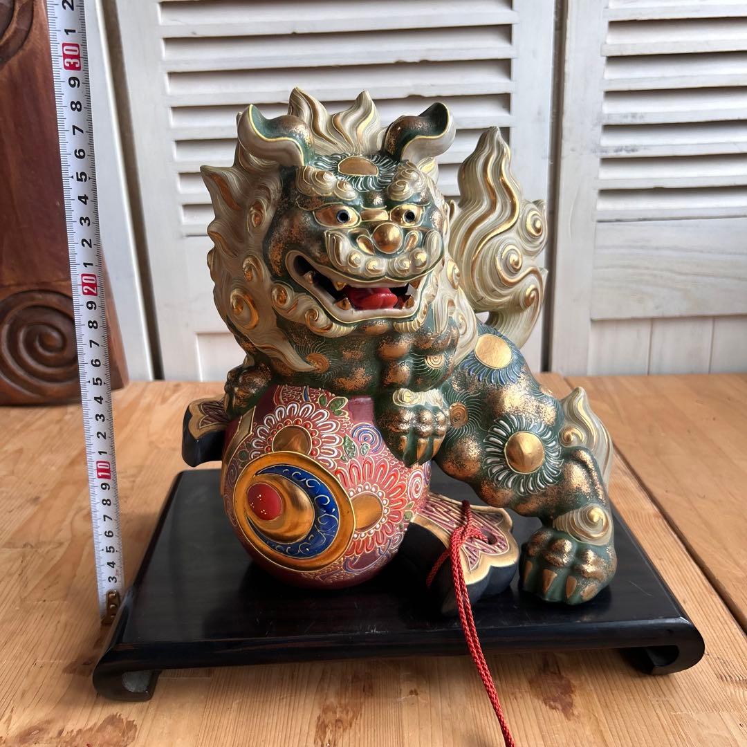 九谷焼　狛犬　獅子　打出の小槌　金運　魔除け　風水　台座付き　希少カラー　縁起物