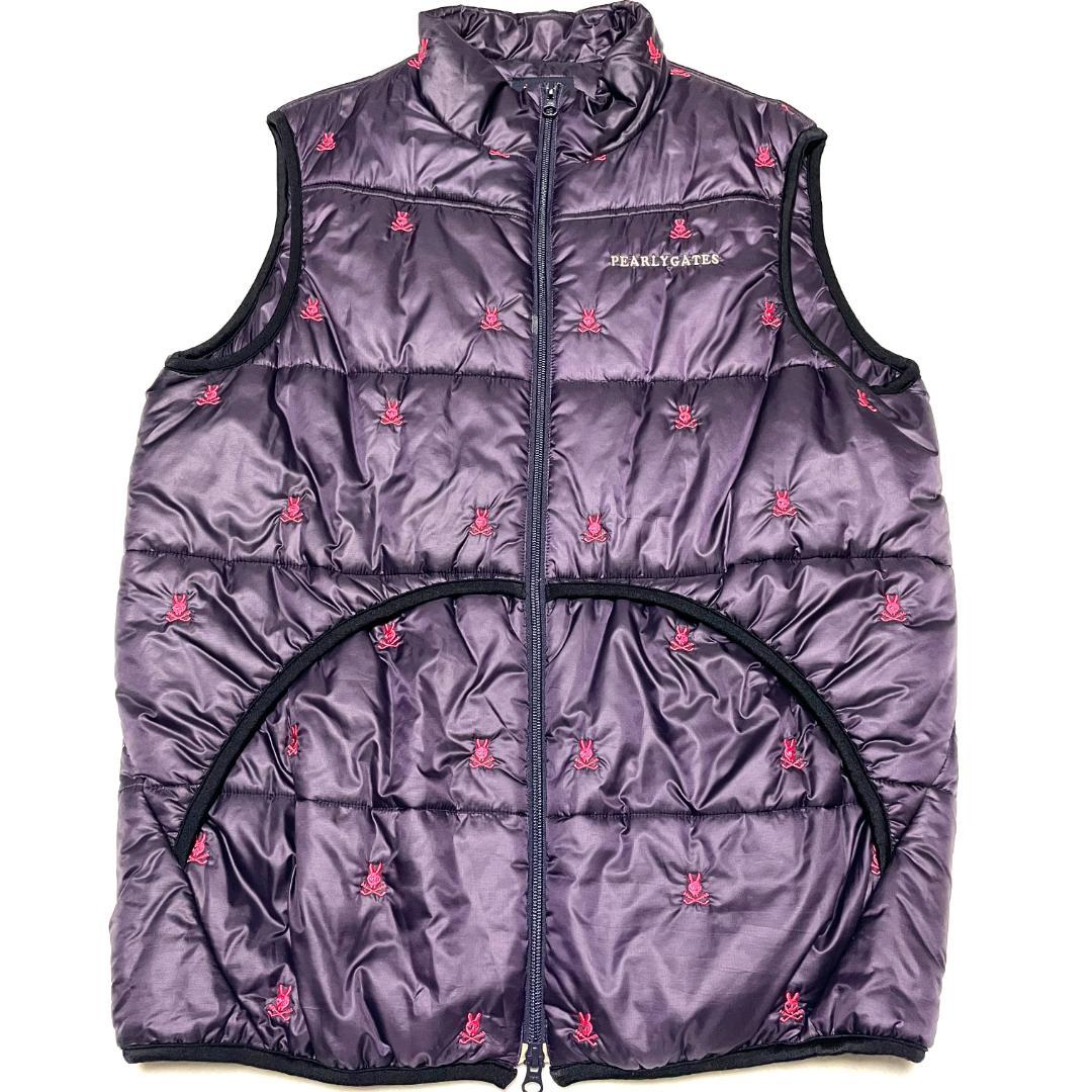 【フォロー割】 美品 パーリーゲイツ 中綿ベスト サイズ5 肉厚 パープル