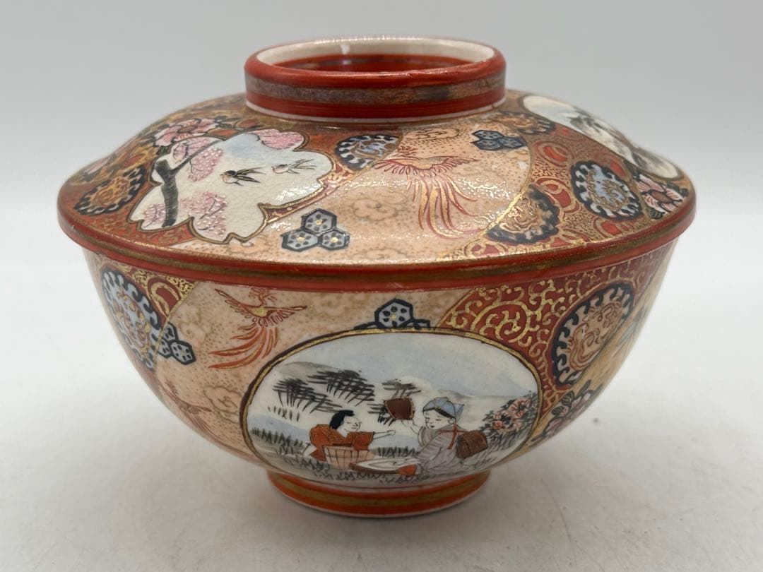 明治　極上　九谷　蓋茶碗③ 九谷谷口造　送料込み250130