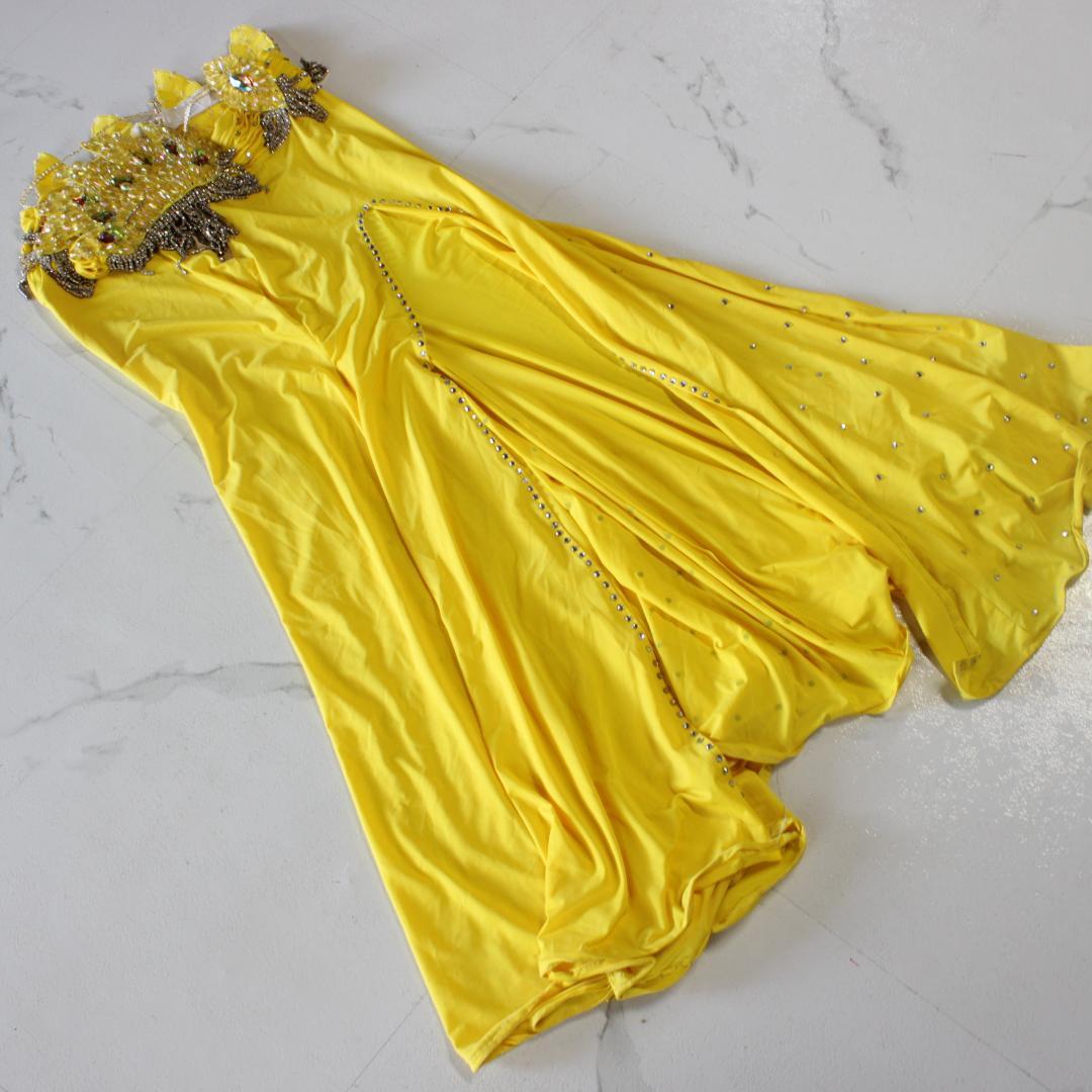 【ベリーダンス用オリエンタル衣装】ビジュークリスタル多数付き イエロー
