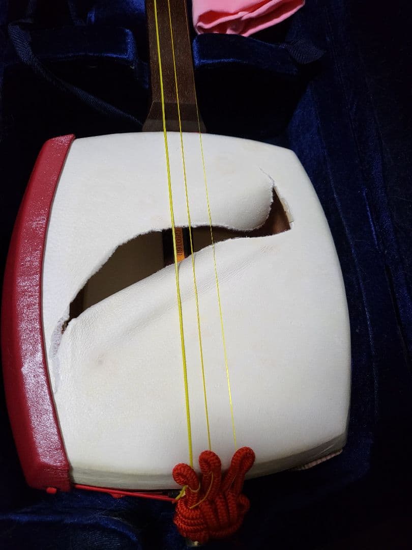 三味線本体 その他三味線グッズセット　バチ等　○皮割れあり○◎修理してください◎