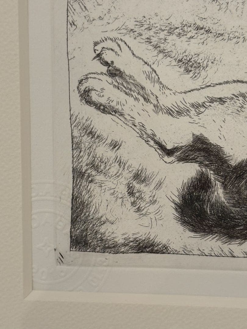 藤田嗣治　猫　額　銅版画　エッチング　シャーマンコレクション