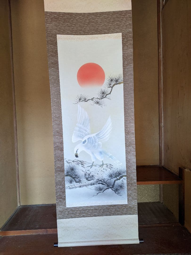 掛軸/老松白鷹/松井宗山/茶道具/箱付き/送料無料/即購入歓迎