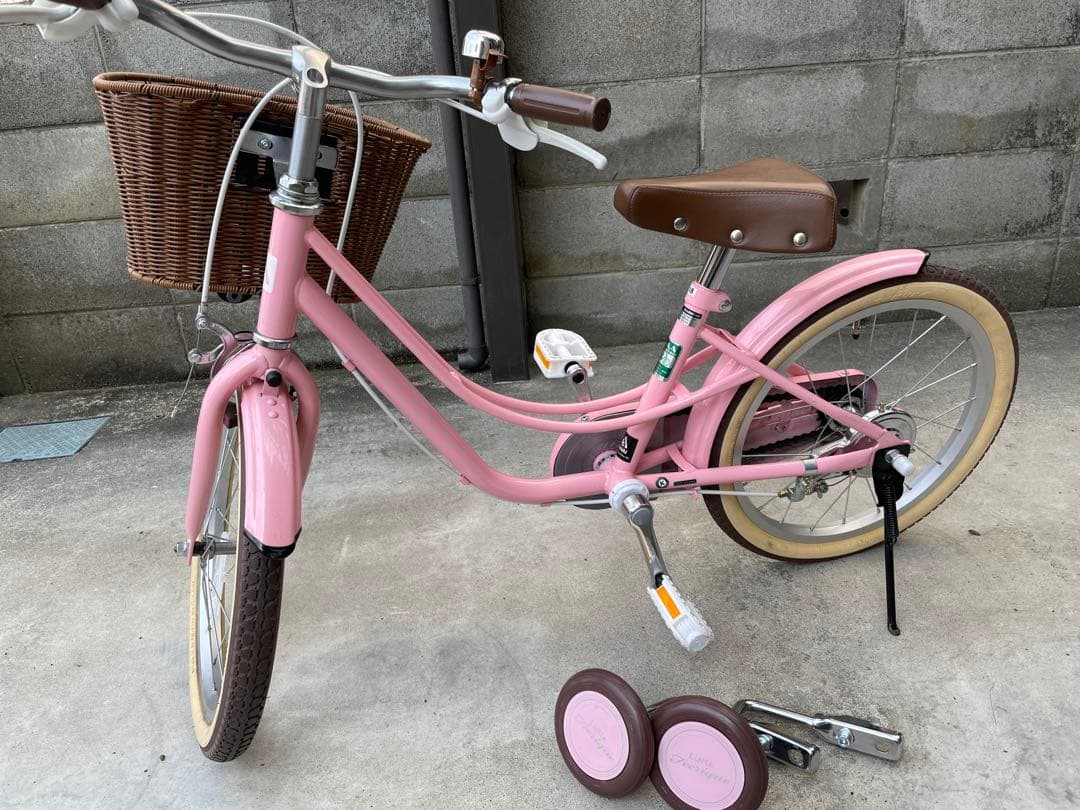 アサヒサイクル　子供用自転車 ピンク バスケット・補助輪付き18インチ　点検済み