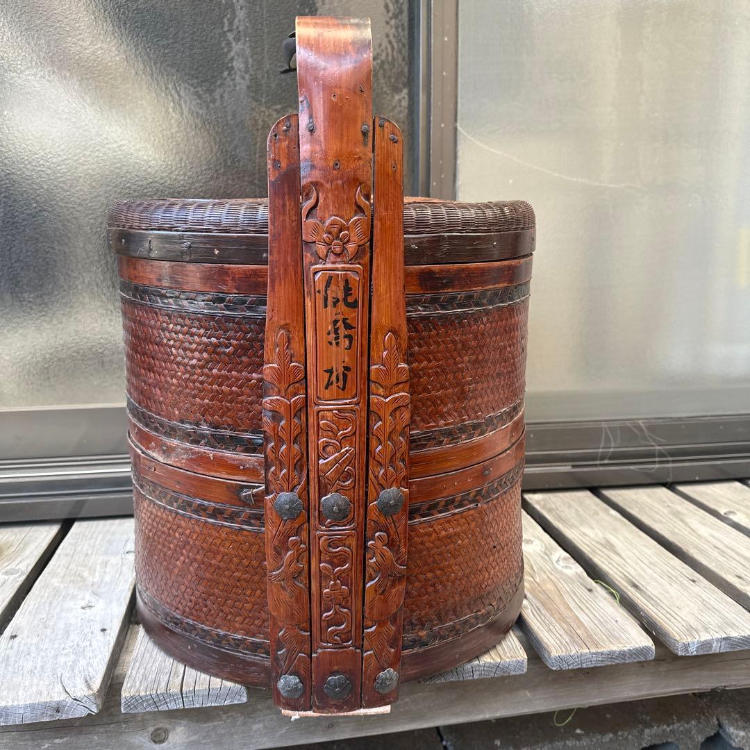 清代の竹細工の食べ物の箱は