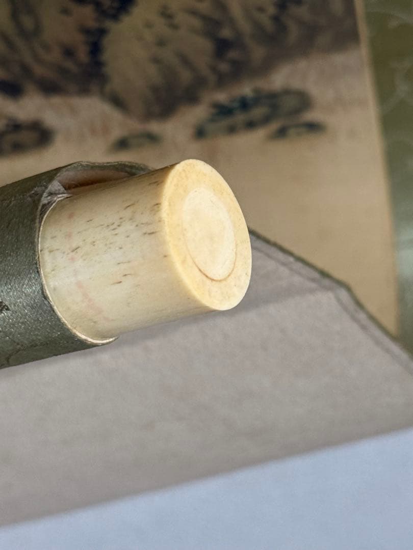 竹塘山人筆　絹本肉筆　青緑山水　共箱　掛軸　送料込み250902