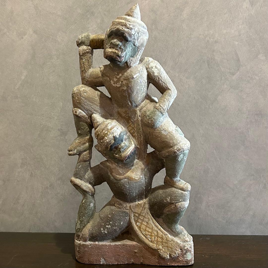 ヒンドゥー教　神話　ラーマーヤナ　猿神　オブジェ　置物　アンティーク　骨董