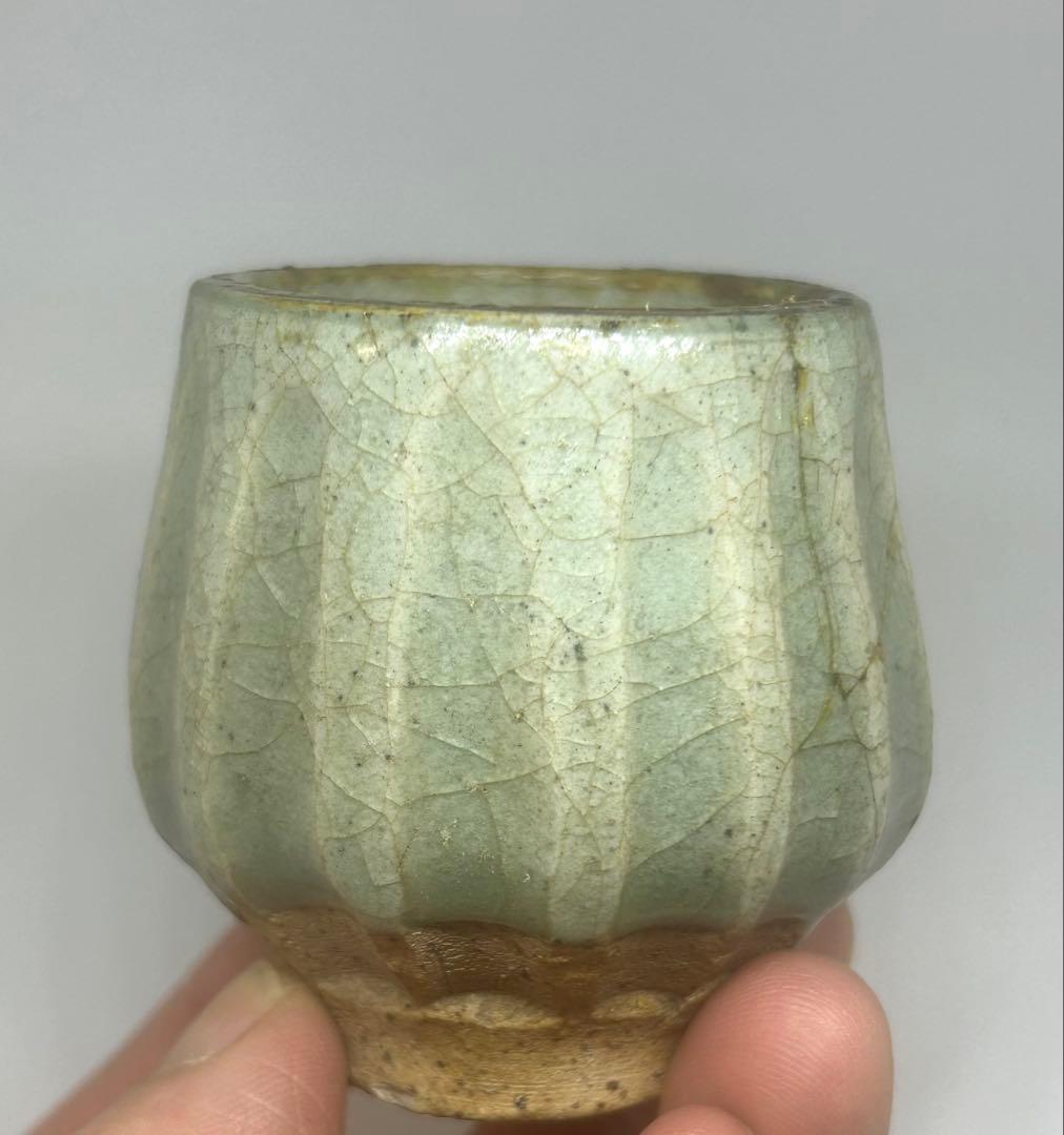 青磁　小杯　蓮弁　送料込み250309