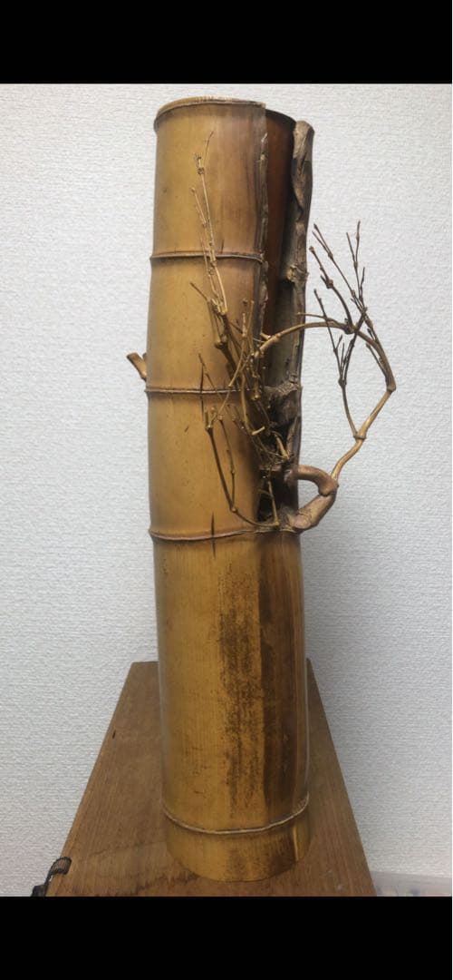 変竹竹花入　表千家流久田家　無適斎(久田宗也十一代)好み　書付　花押