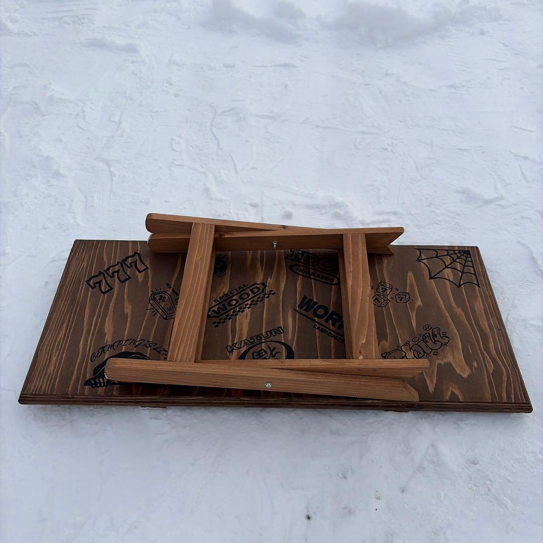 キャンプテーブル　生刷り　折り畳み　無骨　ソロキャンプ　車中泊　ハンドメイド