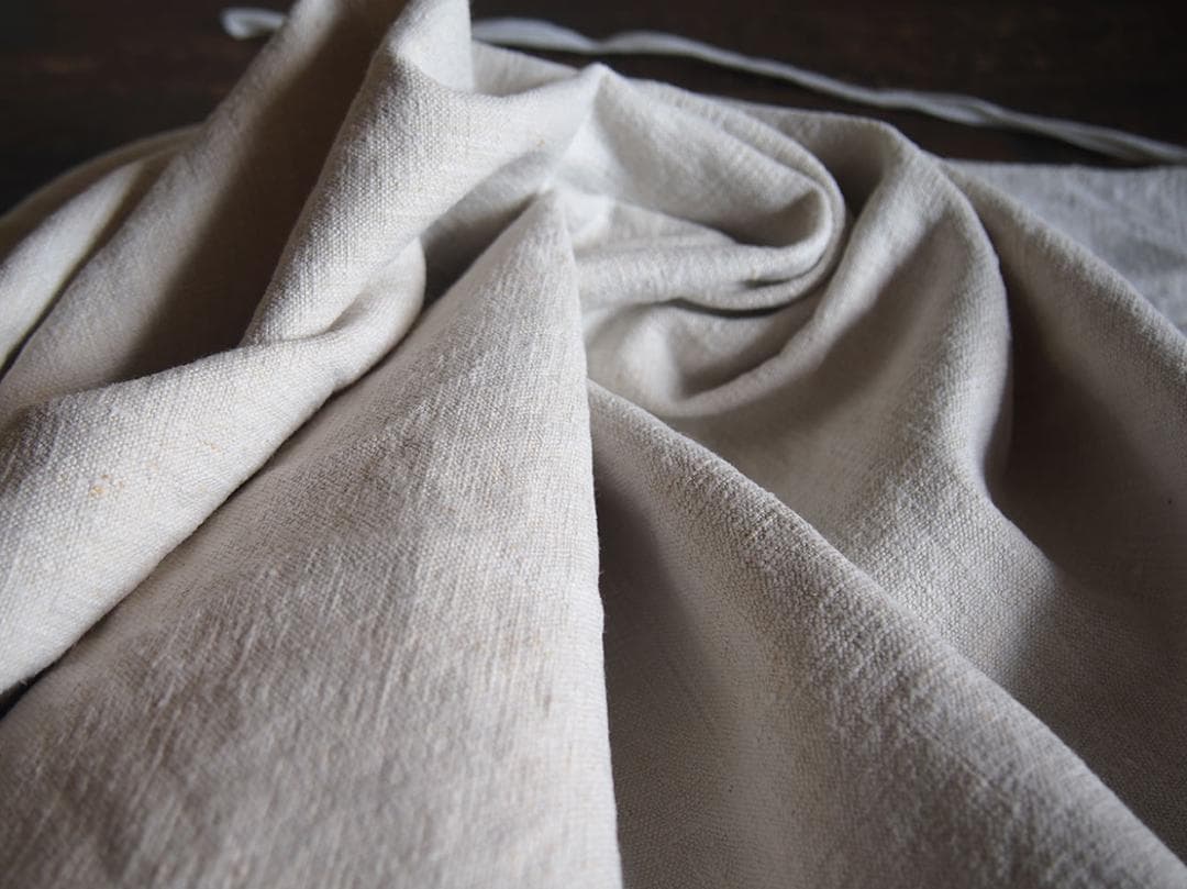 シンプルなリネンロングエプロン マルシェエプロン78cm 1940年/K341