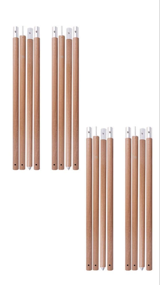 新品！お買い得！木目調アルミ製ポール（2本組×2セット）