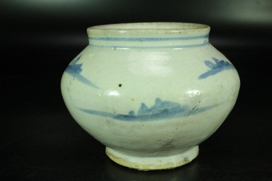 古美術 李朝 染付 壷(K-A636)