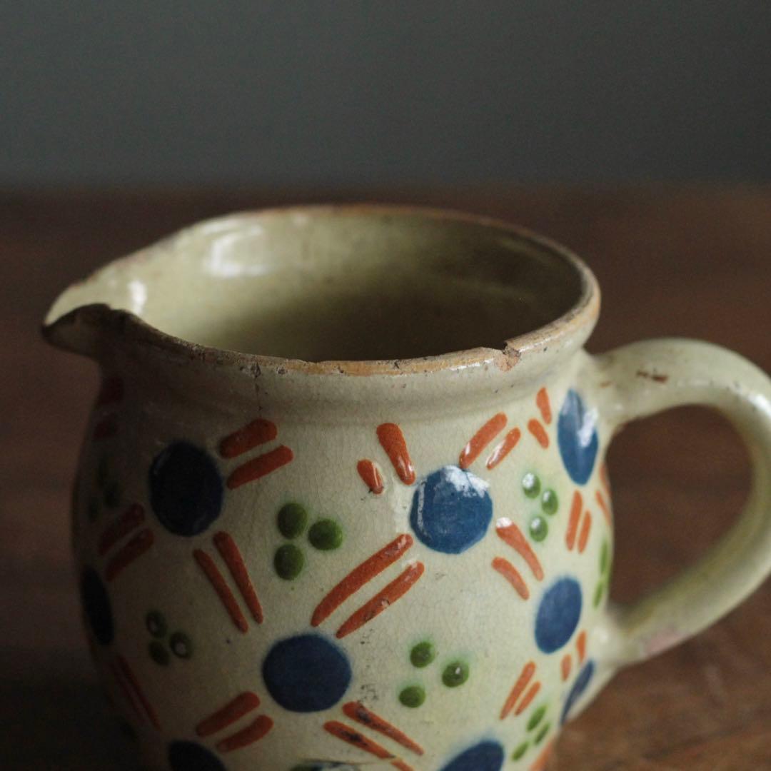 仏蘭西 色絵 酒注 酒器 水注 ピッチャー アンティーク 古道具 ブロカント
